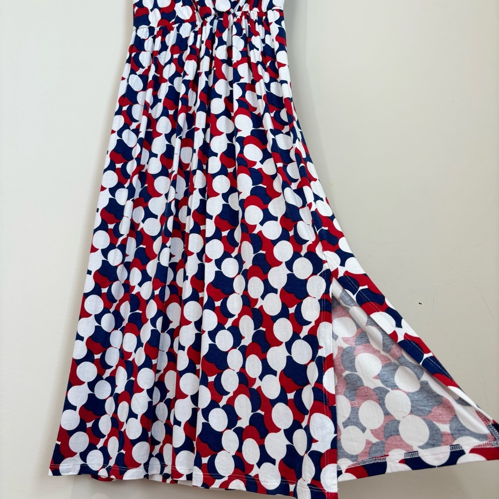 Modcloth short sleeve red navy white bold polka dots wrap V-neck pull over dress - Picture 5 of 16
